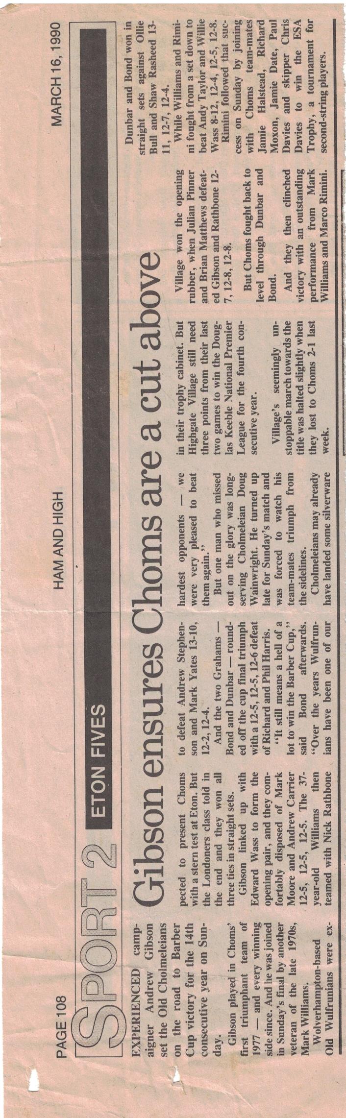 alan barber cup 1990